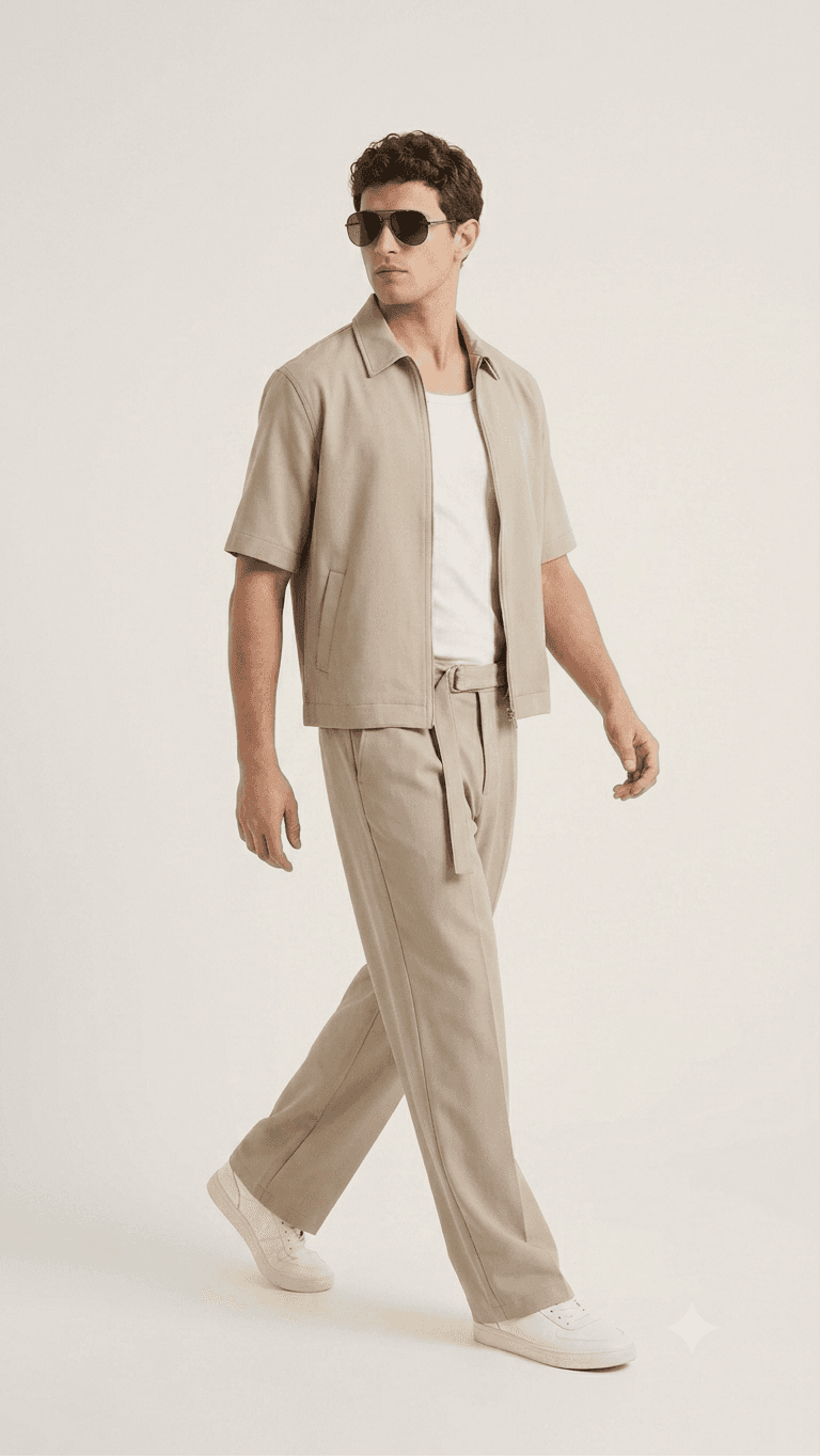 The Sand set walking, trouser breaking once over the shoe